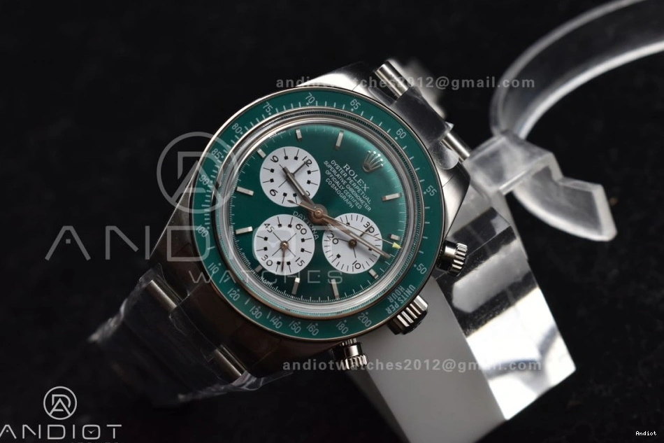 on Daytona Green SS Bracelet ADGF Edition Best A7750 Dial White SS 0425